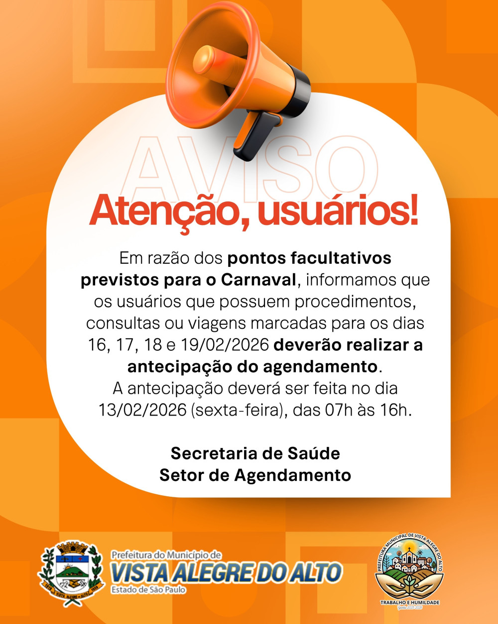 Atenção, usuários.
