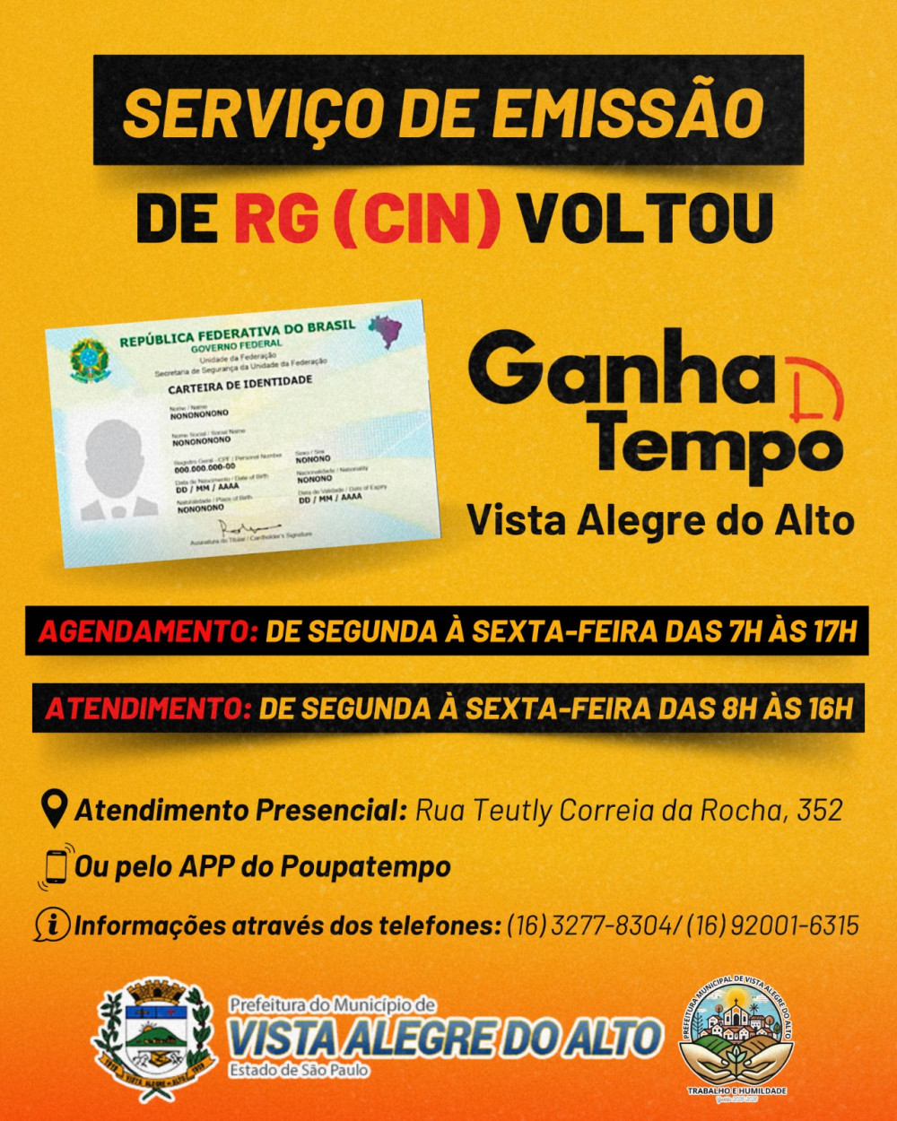 Serviço de emissão de RG voltou.