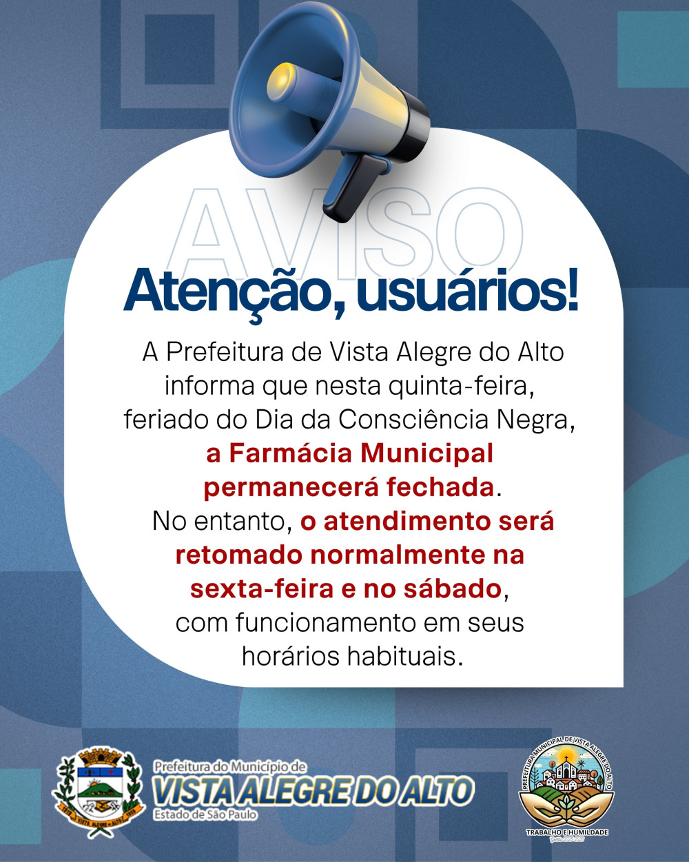 Aviso à população.