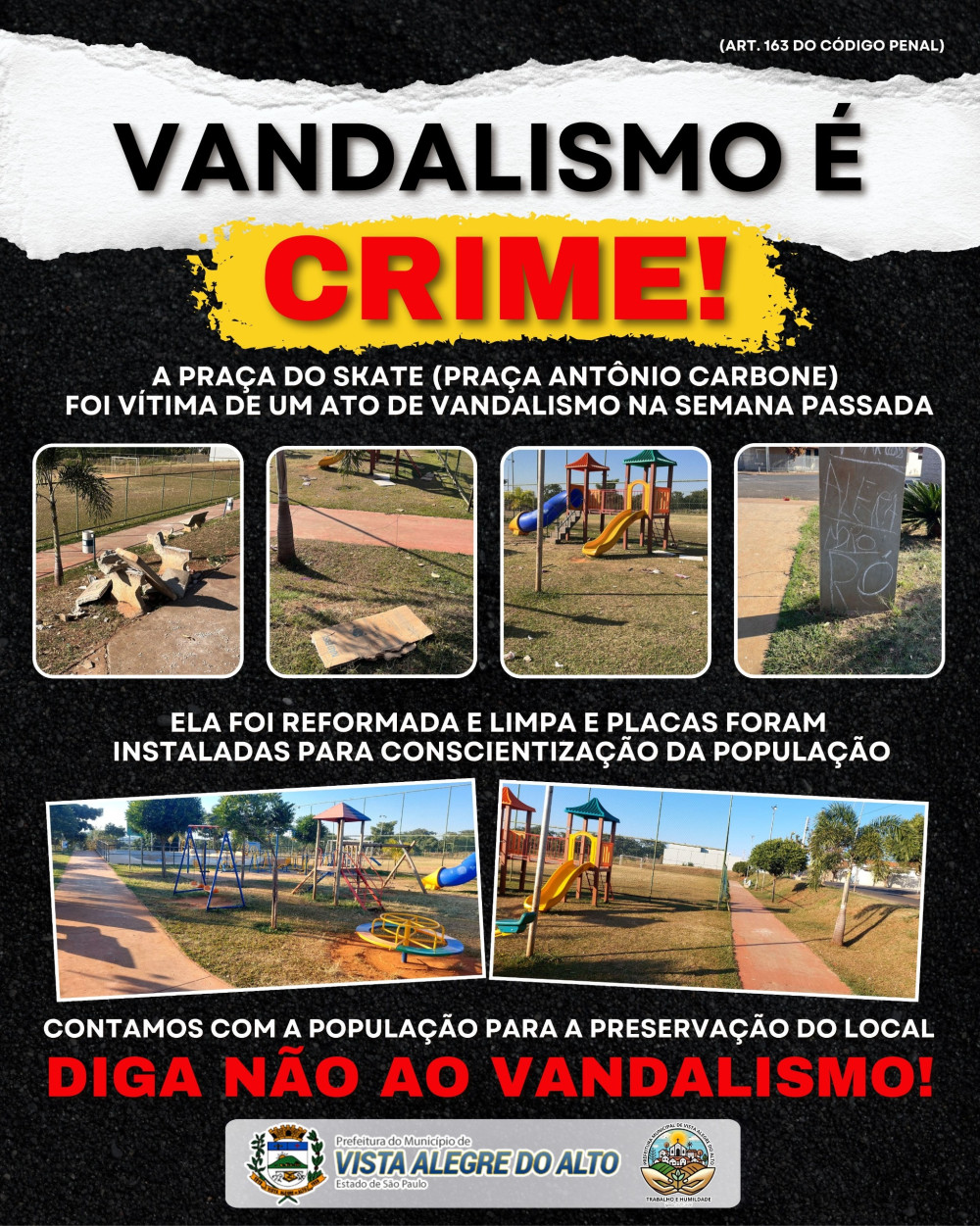 Vandalismo é crime!