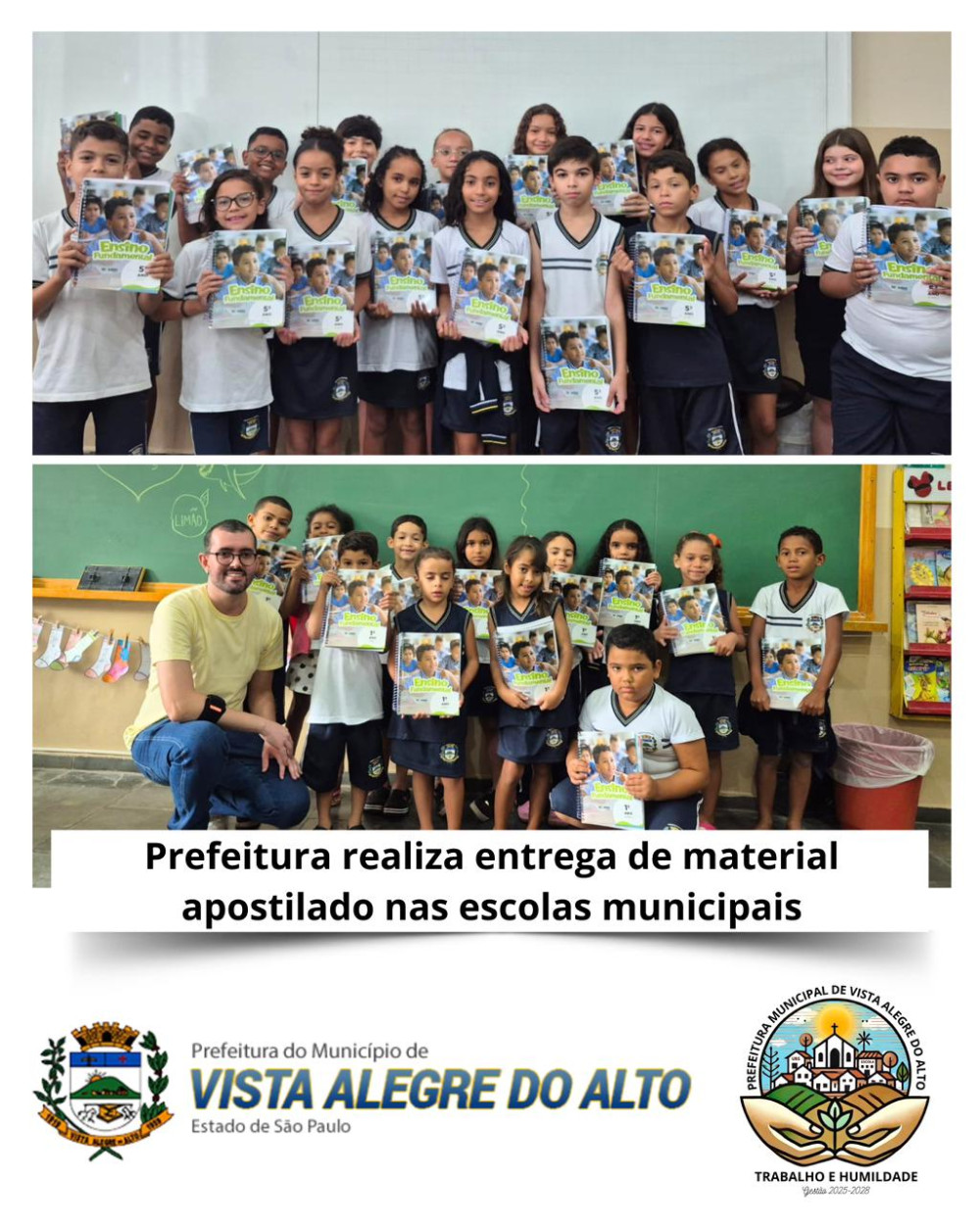 Prefeitura realiza entrega de material apostilado nas escolas municipais.