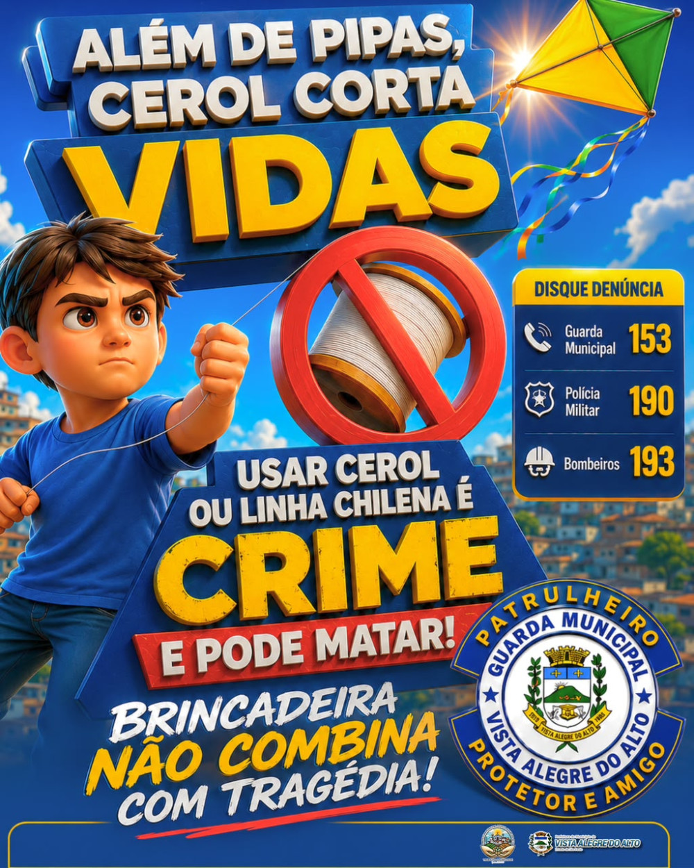 Guarda Municipal Alerta para os Perigos do Cerol e da Linha Chilena nas Férias.