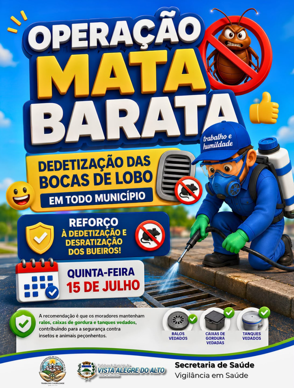 Operação Mata Barata amplia medidas de prevenção e proteção à saúde pública.