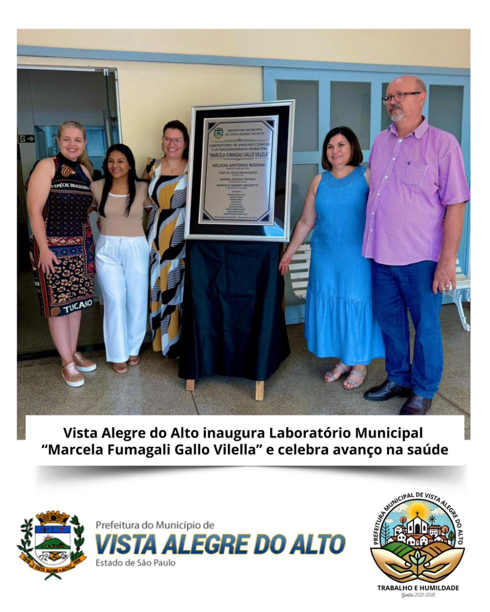 Vista Alegre do Alto inaugura Laboratório Municipal “Marcela Fumagali Gallo Vilella” e celebra avanço na saúde.