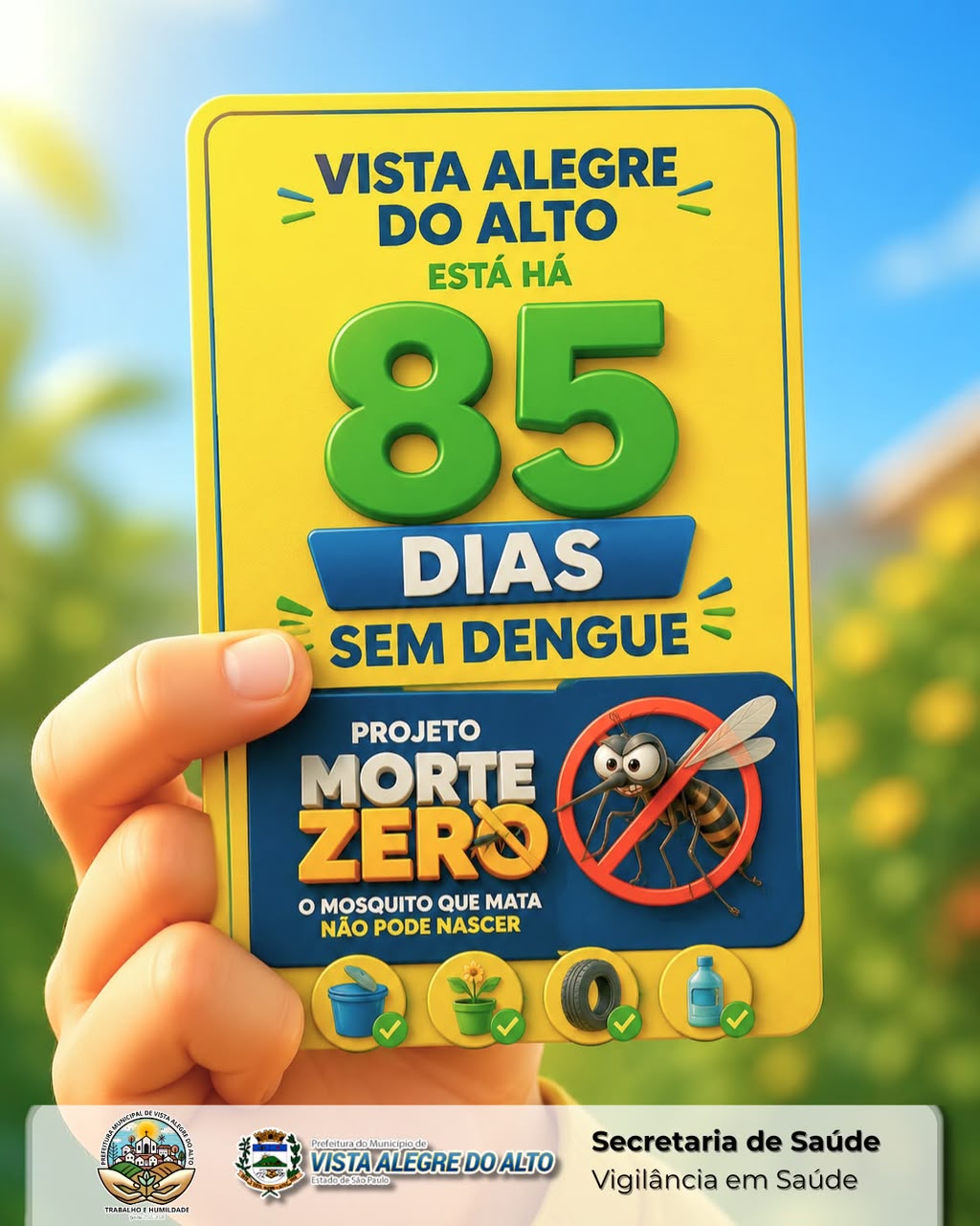 Prevenção que dá resultado: município chega a 85 dias sem registros de dengue.
