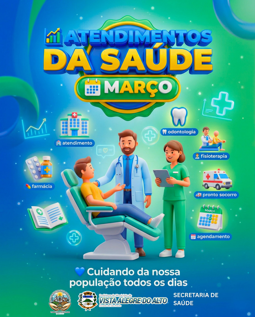 Saúde municipal apresenta balanço de atendimentos do mês de março.