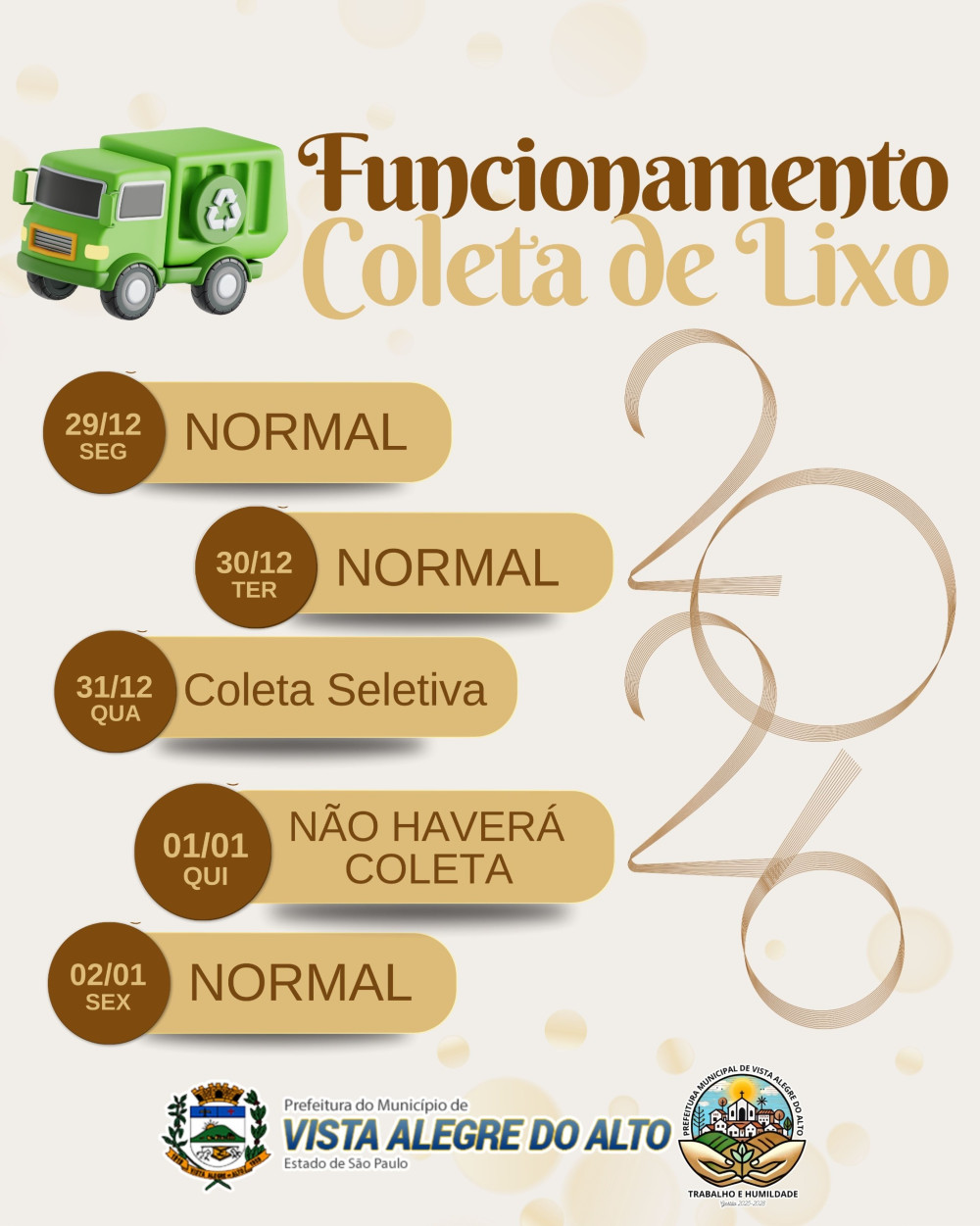 Comunicado – Coleta de Lixo.