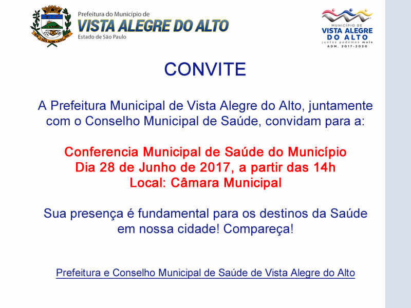 Convite - Conferencia Municipal de Saúde.