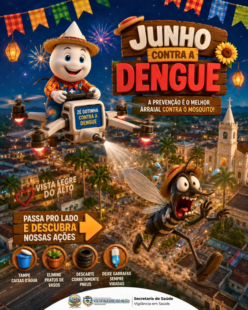 Junho Contra a Dengue: Prefeitura de Vista Alegre do Alto intensifica ações de prevenção e combate ao mosquito.