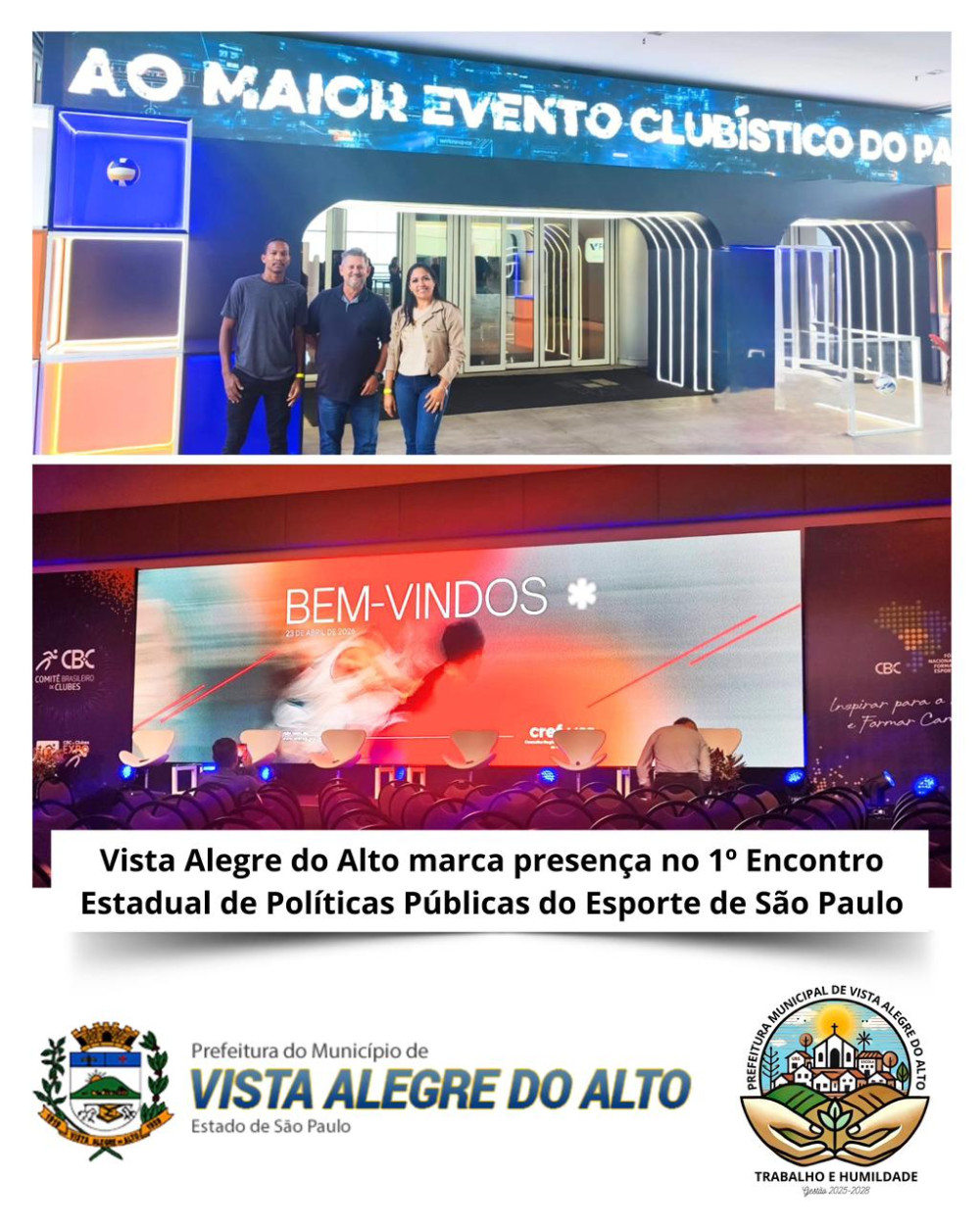 Vista Alegre do Alto marca presença no 1º Encontro Estadual de Políticas Públicas do Esporte de São Paulo.
