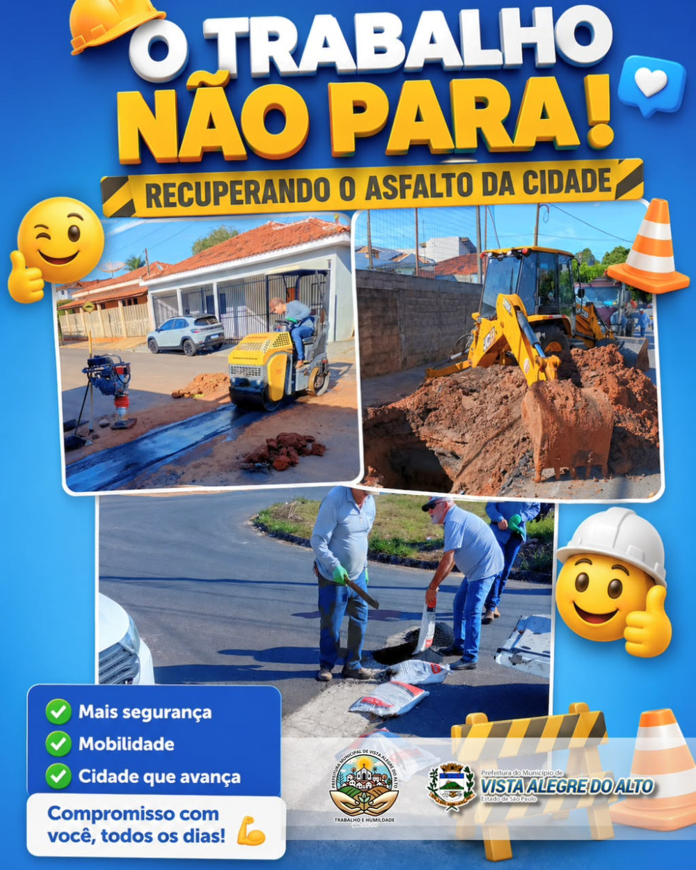 Faça Sol ou Faça Chuva: Prefeitura Mantém Serviços de Tapa-Buracos e Limpeza Pública em Vista Alegre do Alto.
