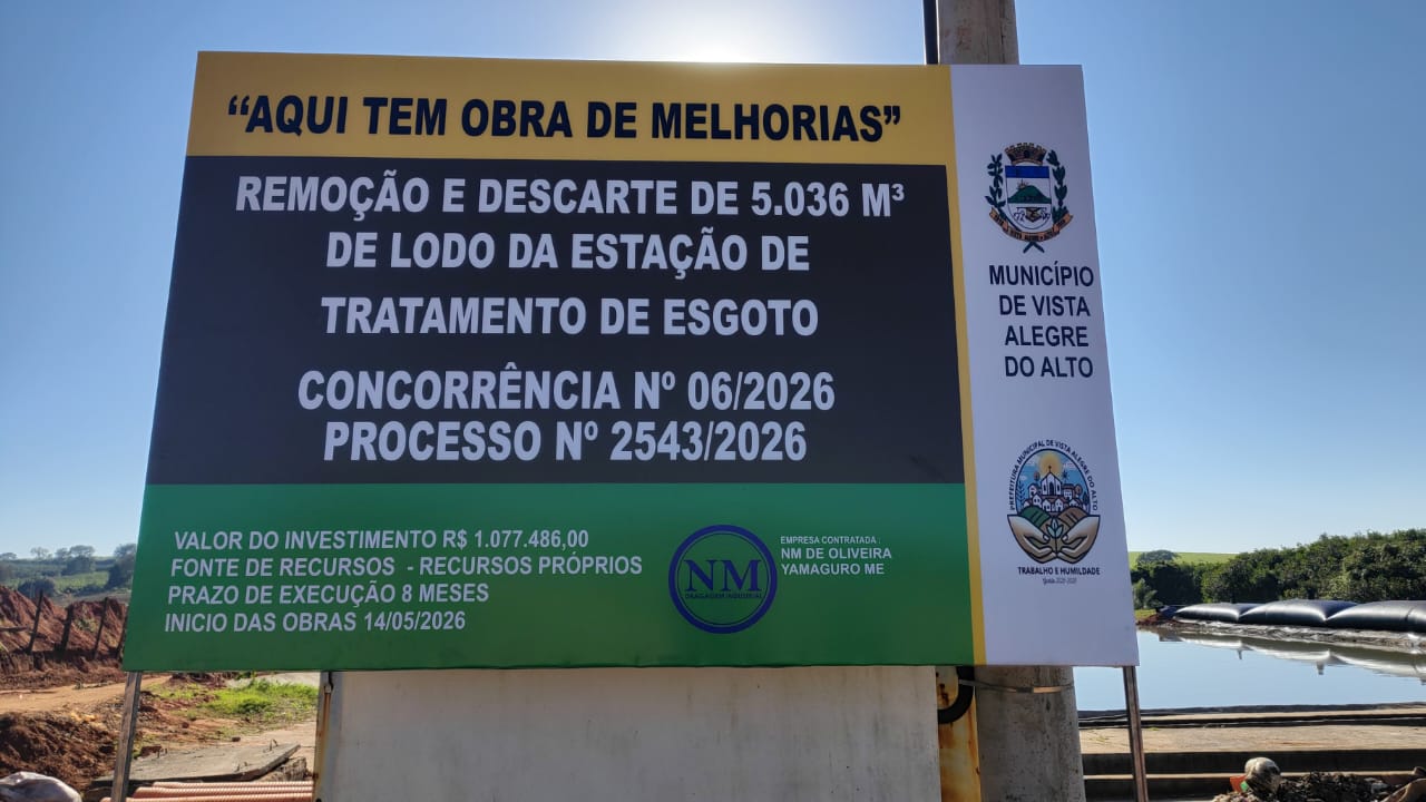 Prefeitura realiza investimentos para ampliar a eficiência da Estação de Tratamento de Esgoto.