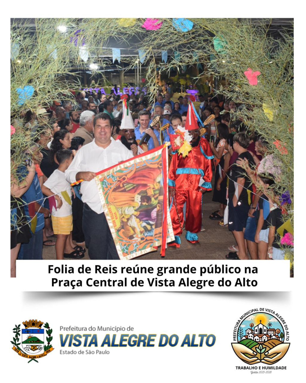 Folia de Reis reúne grande público na Praça Central de Vista Alegre do Alto.