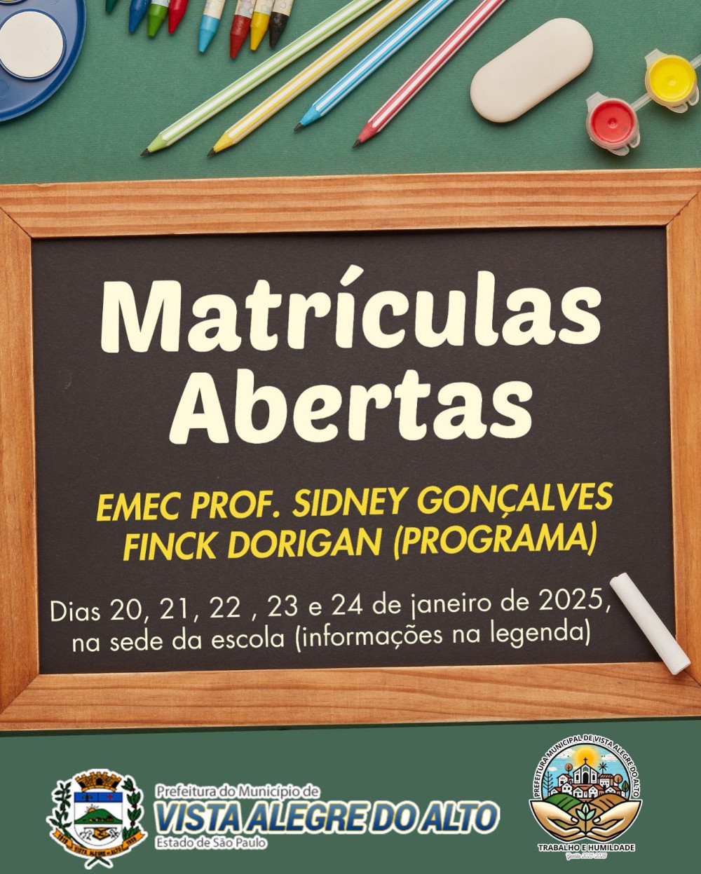 Matrículas abertas.