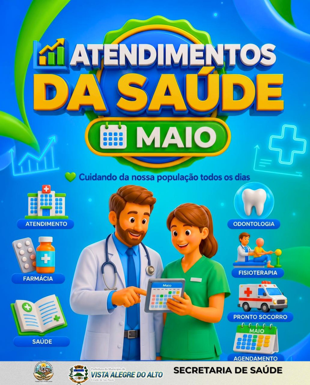 A Prefeitura de Vista Alegre do Alto, por meio da Secretaria Municipal de Saúde, divulga o balanço das ações realizadas durante o mês de maio de 2026.