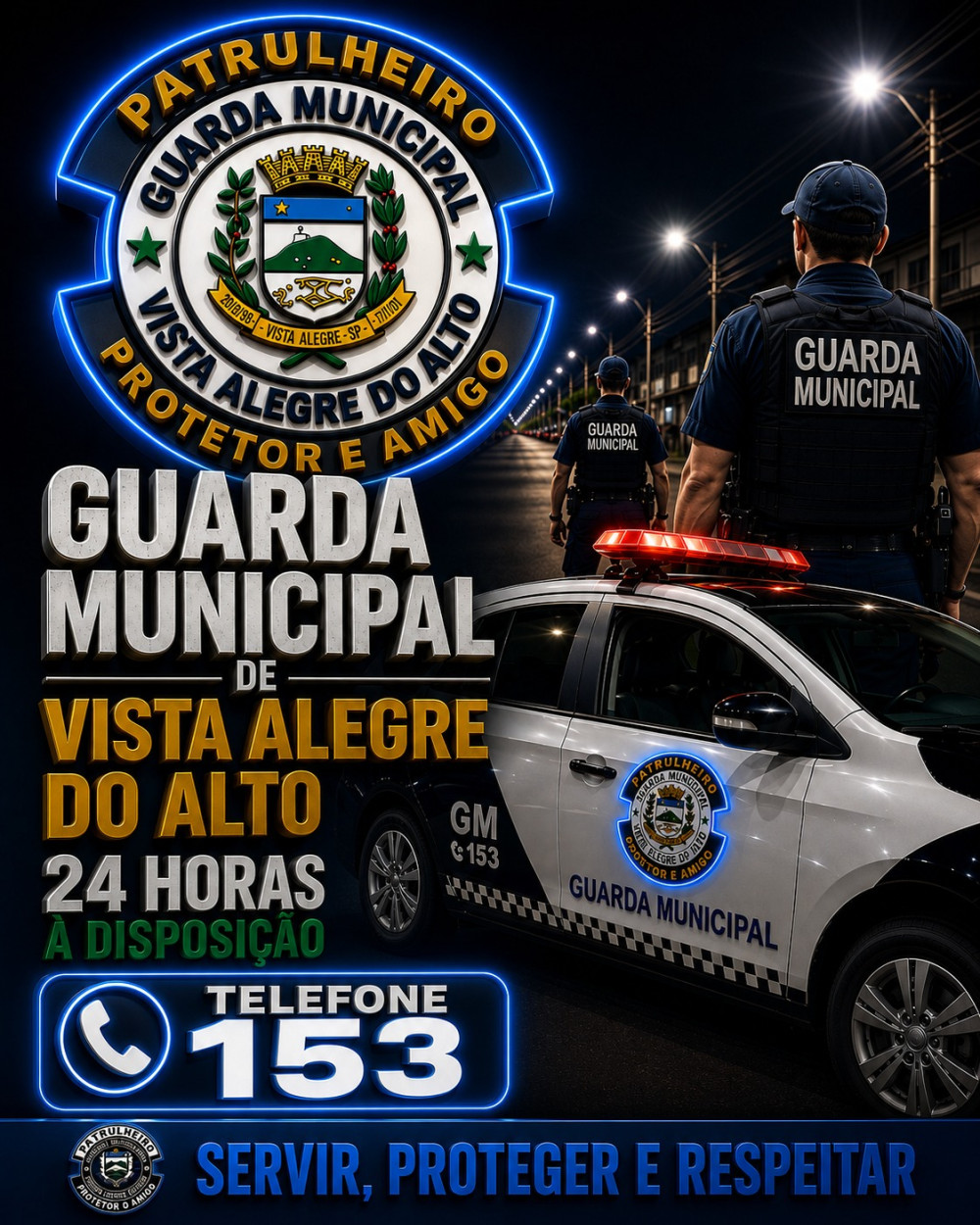 Guarda Municipal de Vista Alegre do Alto: proteção e segurança 24 horas.