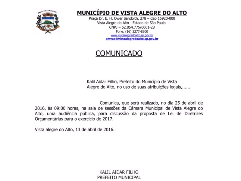 Comunicado LDO - 2017.