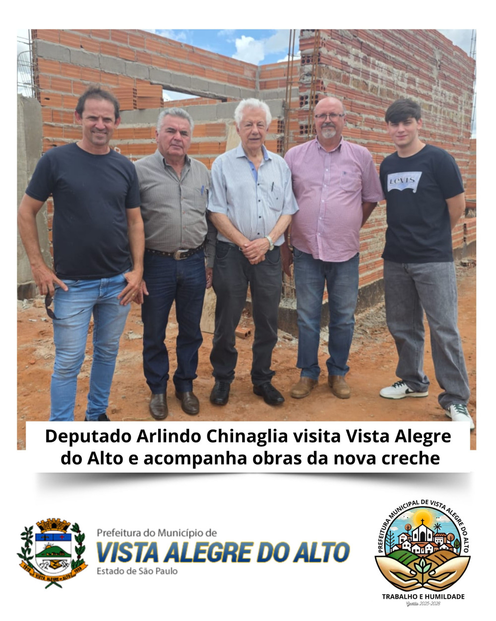Deputado Arlindo Chinaglia visita Vista Alegre do Alto e acompanha obras da nova creche.