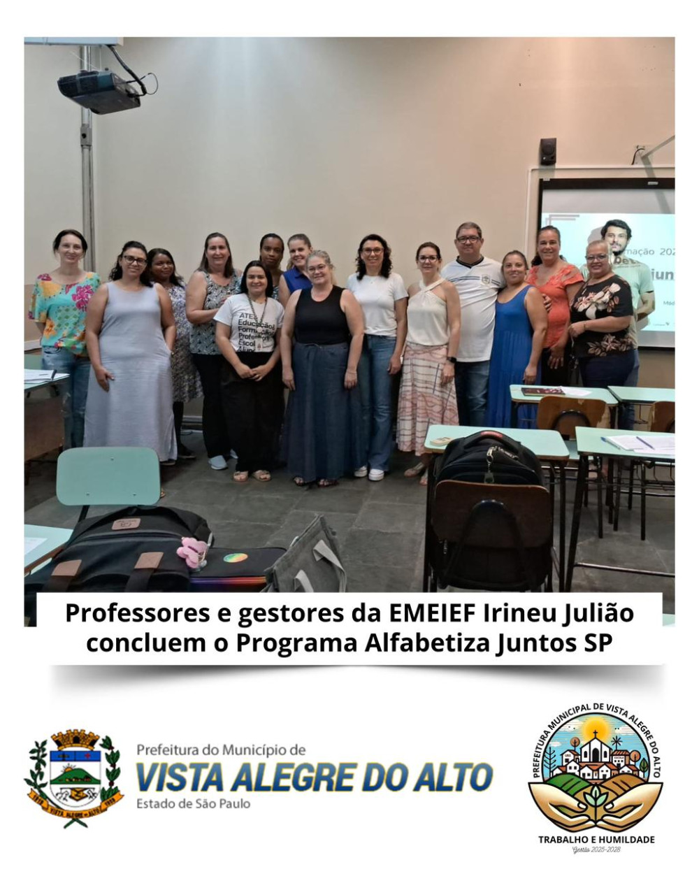 Professores e gestores da EMEIEF Irineu Julião concluem o Programa Alfabetiza Juntos SP.
