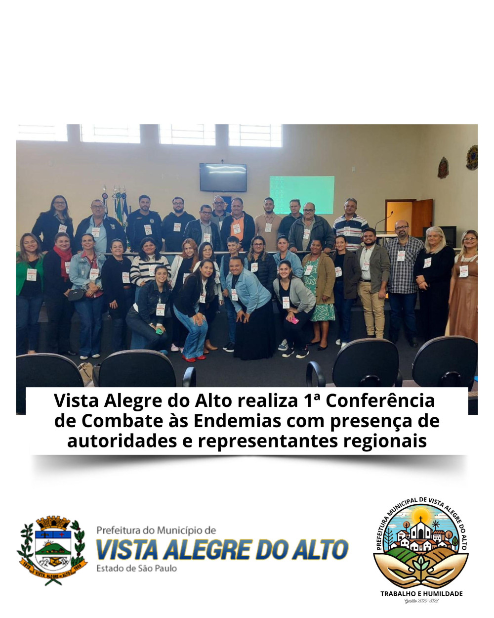 Vista Alegre do Alto realiza 1ª Conferência de Combate às Endemias com presença de autoridades e representantes regionais.