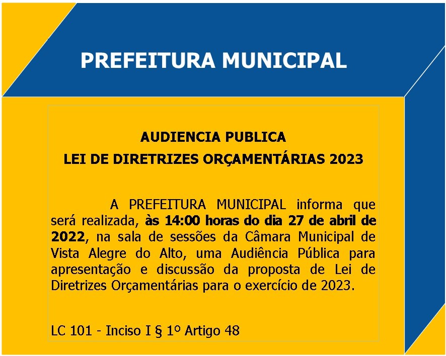 Audiência Pública - Lei de Diretrizes Orçamentárias 2023.