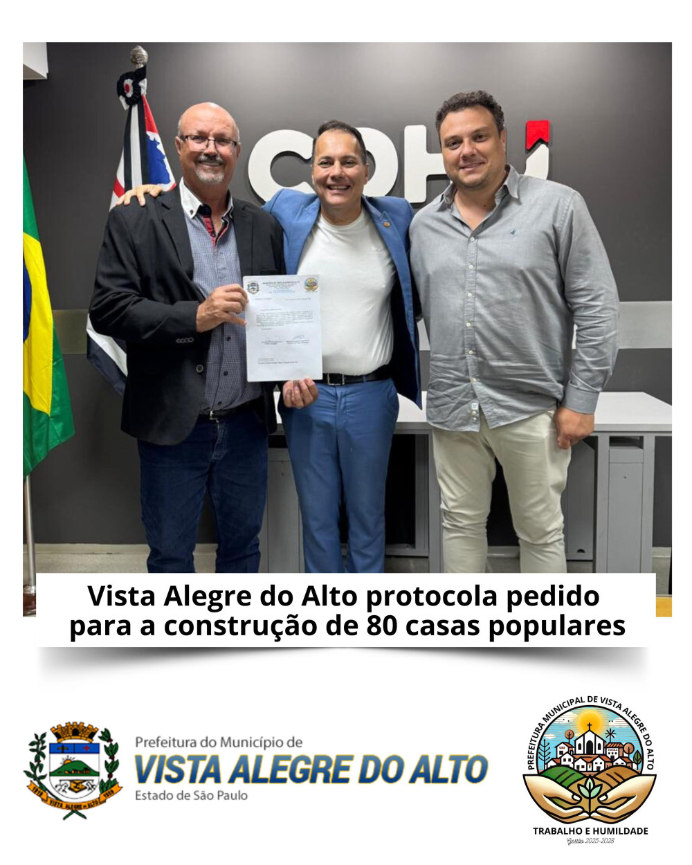 Vista Alegre do Alto protocola pedido para a construção de 80 casas populares.
