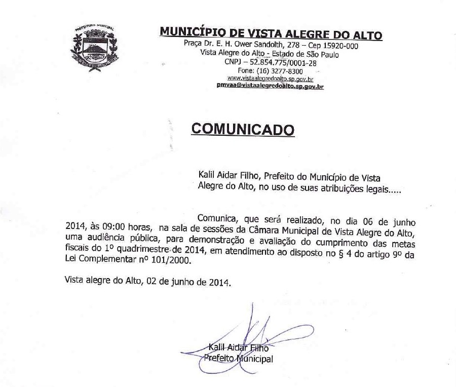 Comunicado de Audiência Pública