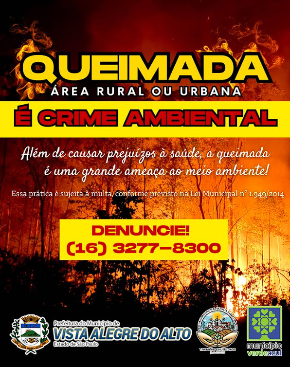 Prefeitura de Vista Alegre do Alto realiza ações de educação ambiental sobre queimadas.