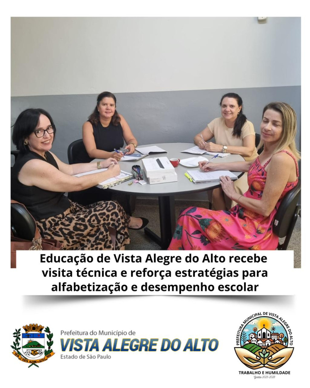 Educação de Vista Alegre do Alto recebe visita técnica e reforça estratégias para alfabetização e desempenho escolar.
