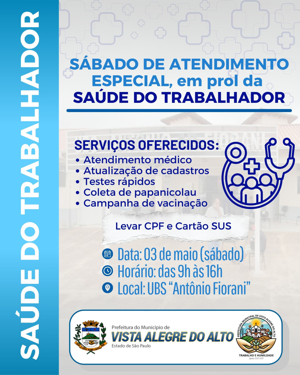 Sábado de atendimento especial, em prol da saúde do trabalhador.