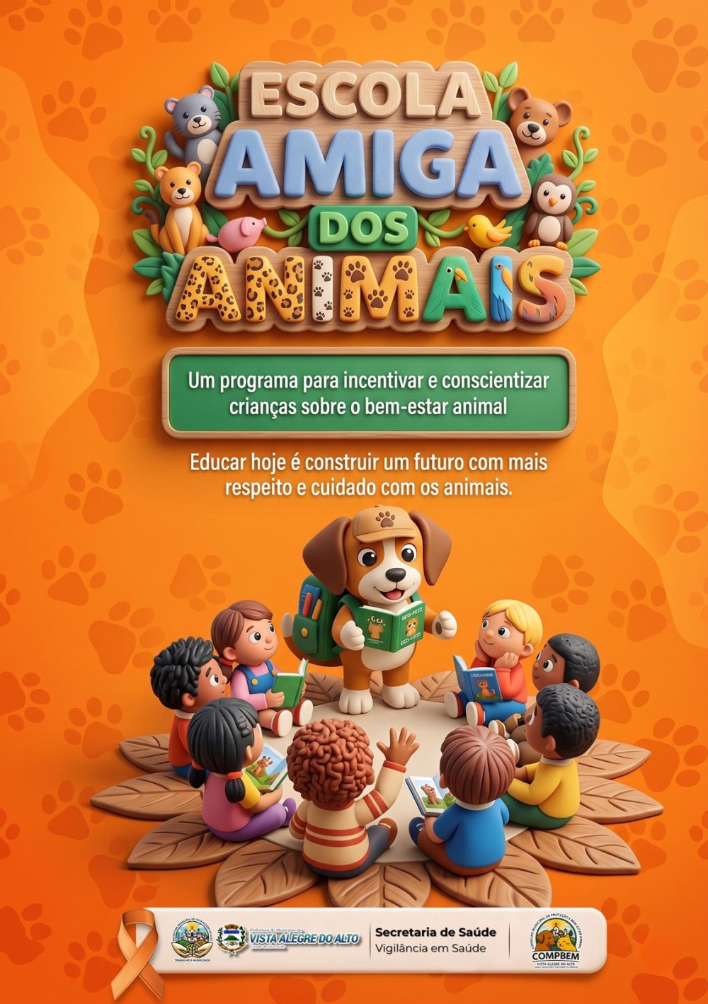 Abril Laranja: conscientização sobre o bem-estar animal ganha força nas escolas de Vista Alegre do Alto.
