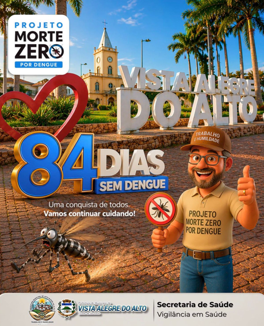 Vista Alegre do Alto completa 84 dias sem registros de dengue e reforça importância da prevenção.