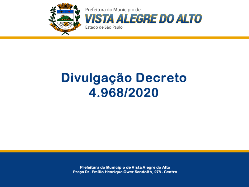 Novo decreto da prefeitura de Vista Alegre determina o fechamento do comércio.