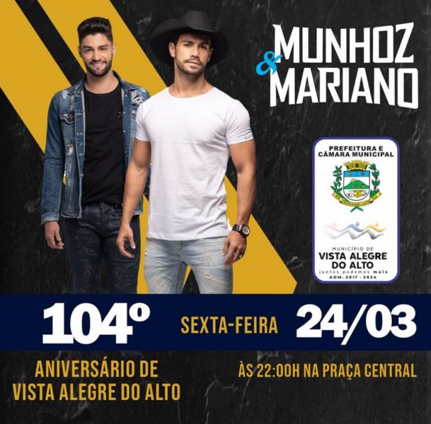 Showzaço de Munhoz e Mariano abre programação de comemoração dos 104 anos de Vista Alegre.