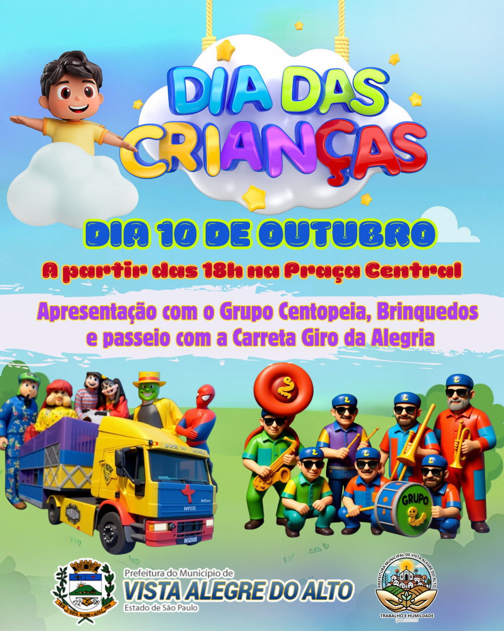 Vista Alegre do Alto prepara Especial do Dia das Crianças na Praça Central.