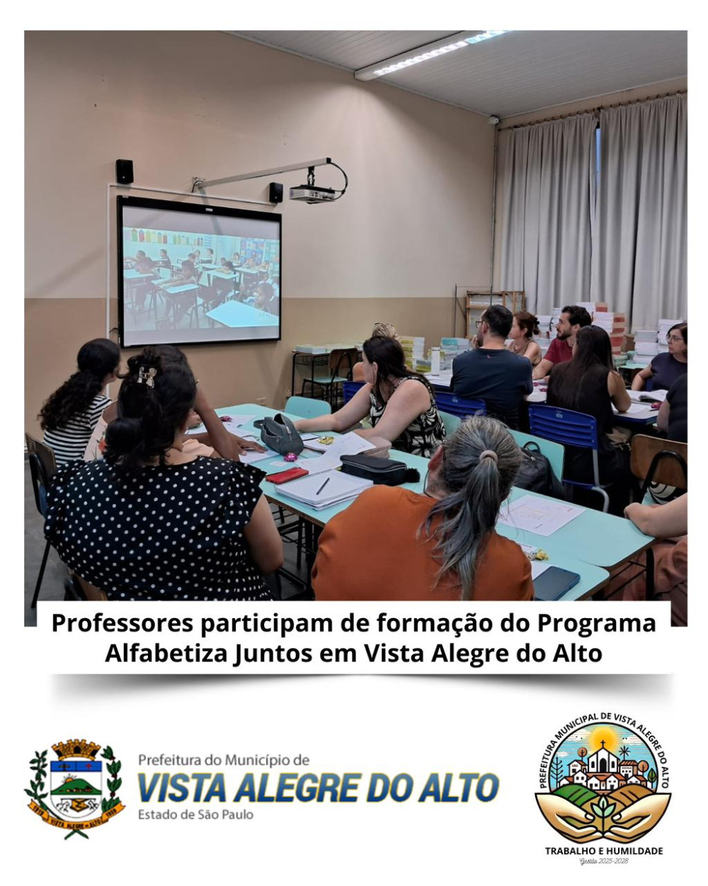 Professores participam de formação do Programa Alfabetiza Juntos em Vista Alegre do Alto.