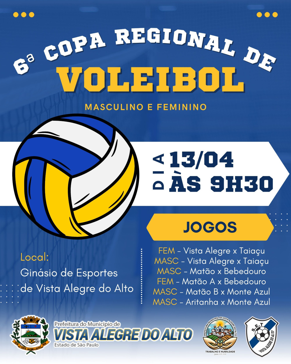 6ª Copa Regional de Voleibol acontece em Vista Alegre do Alto.