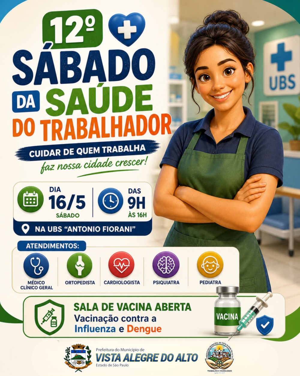 12ª edição do Sábado da Saúde do Trabalhador acontece no dia 16 de maio em Vista Alegre do Alto.