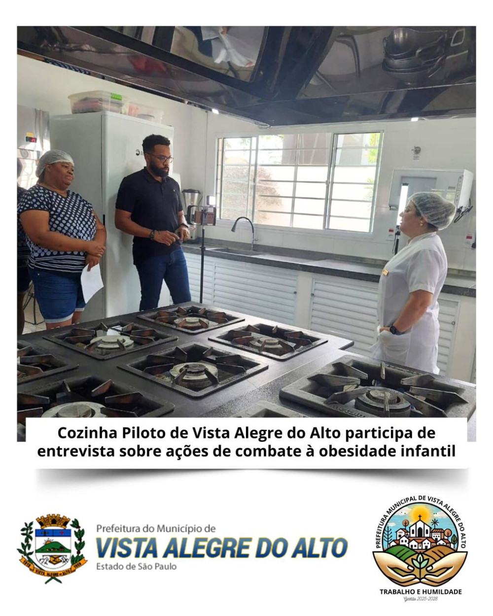 Cozinha Piloto de Vista Alegre do Alto participa de entrevista sobre ações de combate à obesidade infantil.