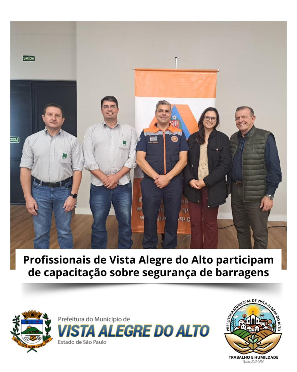 Profissionais de Vista Alegre do Alto participam de capacitação sobre segurança de barragens.