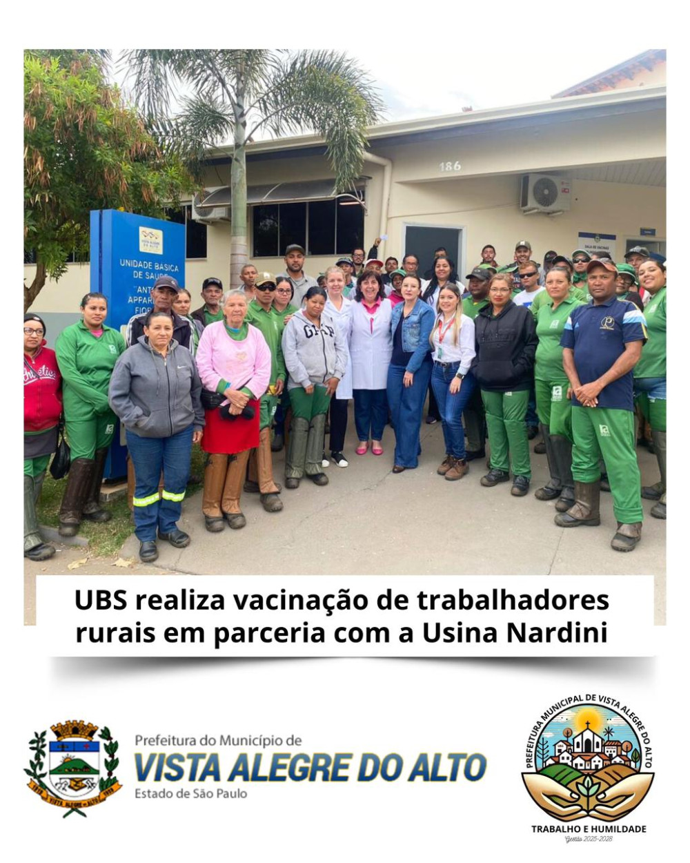 UBS realiza vacinação de trabalhadores rurais em parceria com a Usina Nardini.