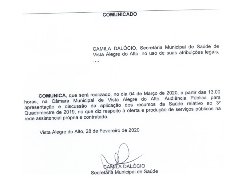 Audiência Pública - Saúde.