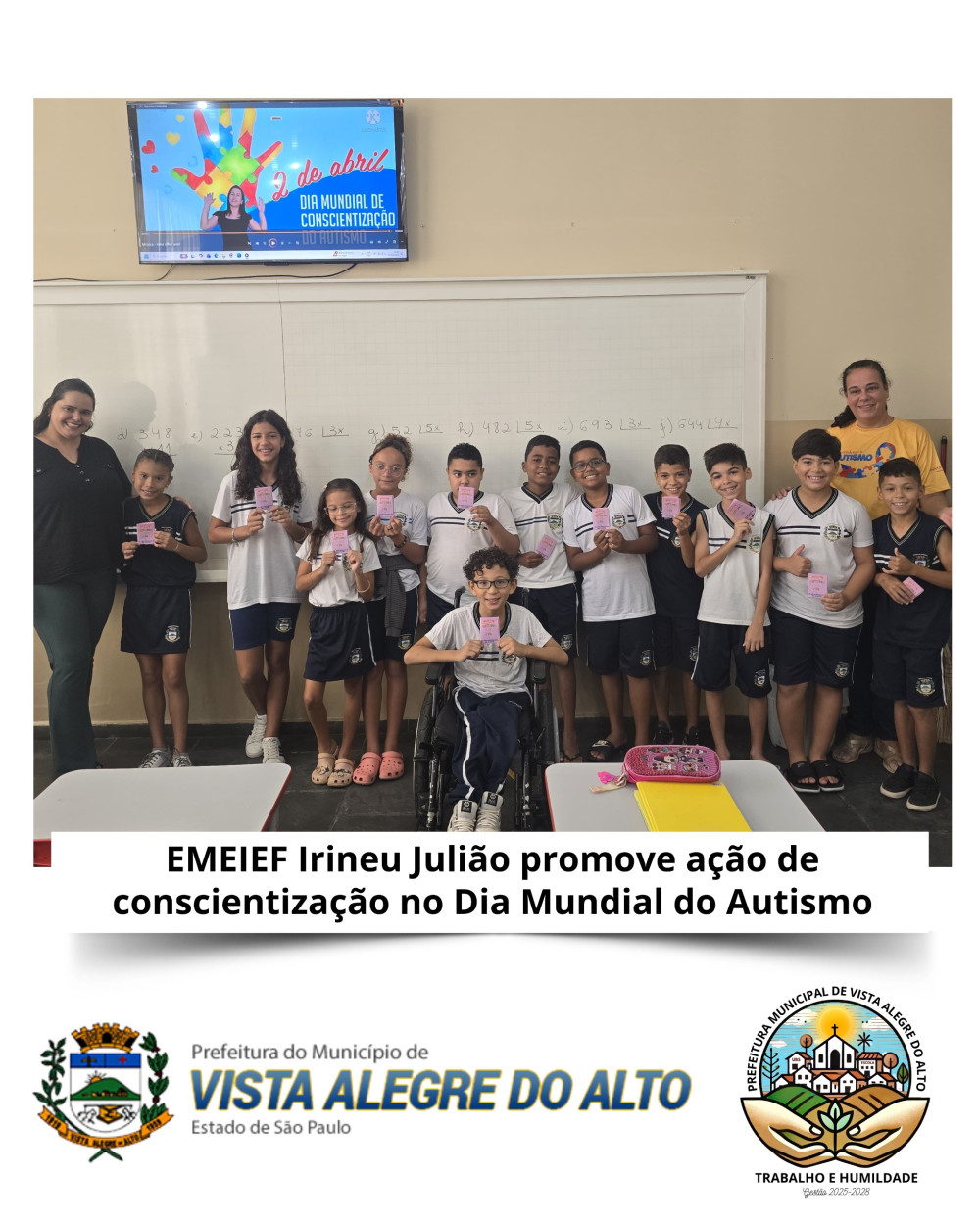 EMEIEF Irineu Julião promove ação de conscientização no Dia Mundial do Autismo.