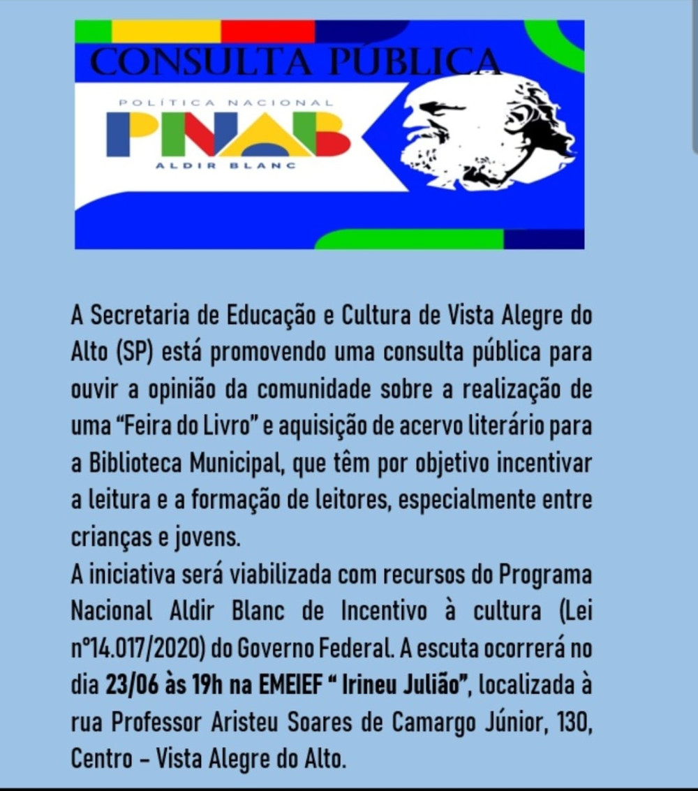 Vista Alegre do Alto realiza consulta pública para incentivar a leitura!