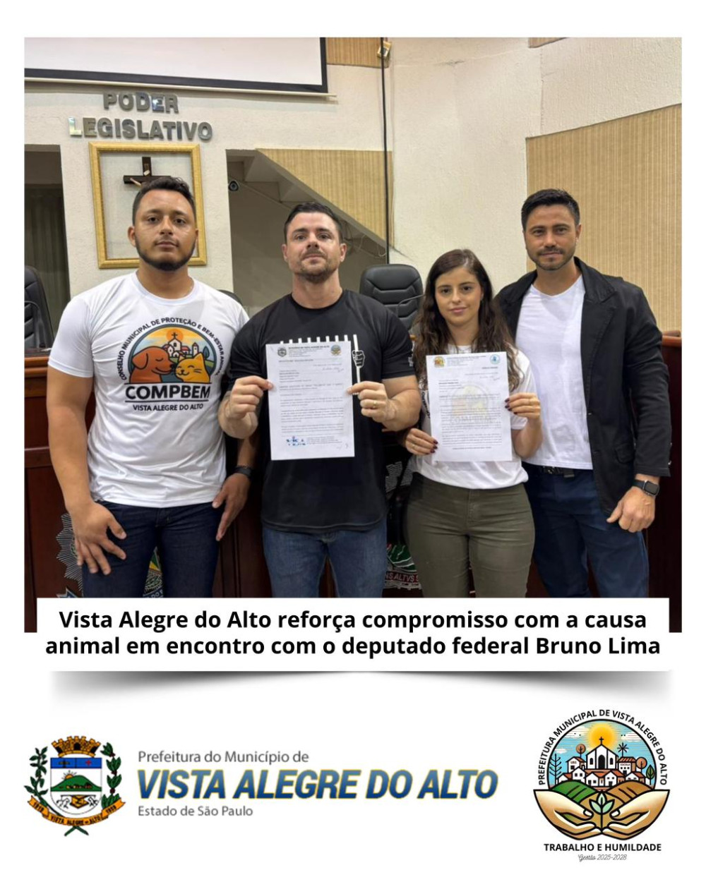 Vista Alegre do Alto reforça compromisso com a causa animal em encontro com o deputado federal Bruno Lima.