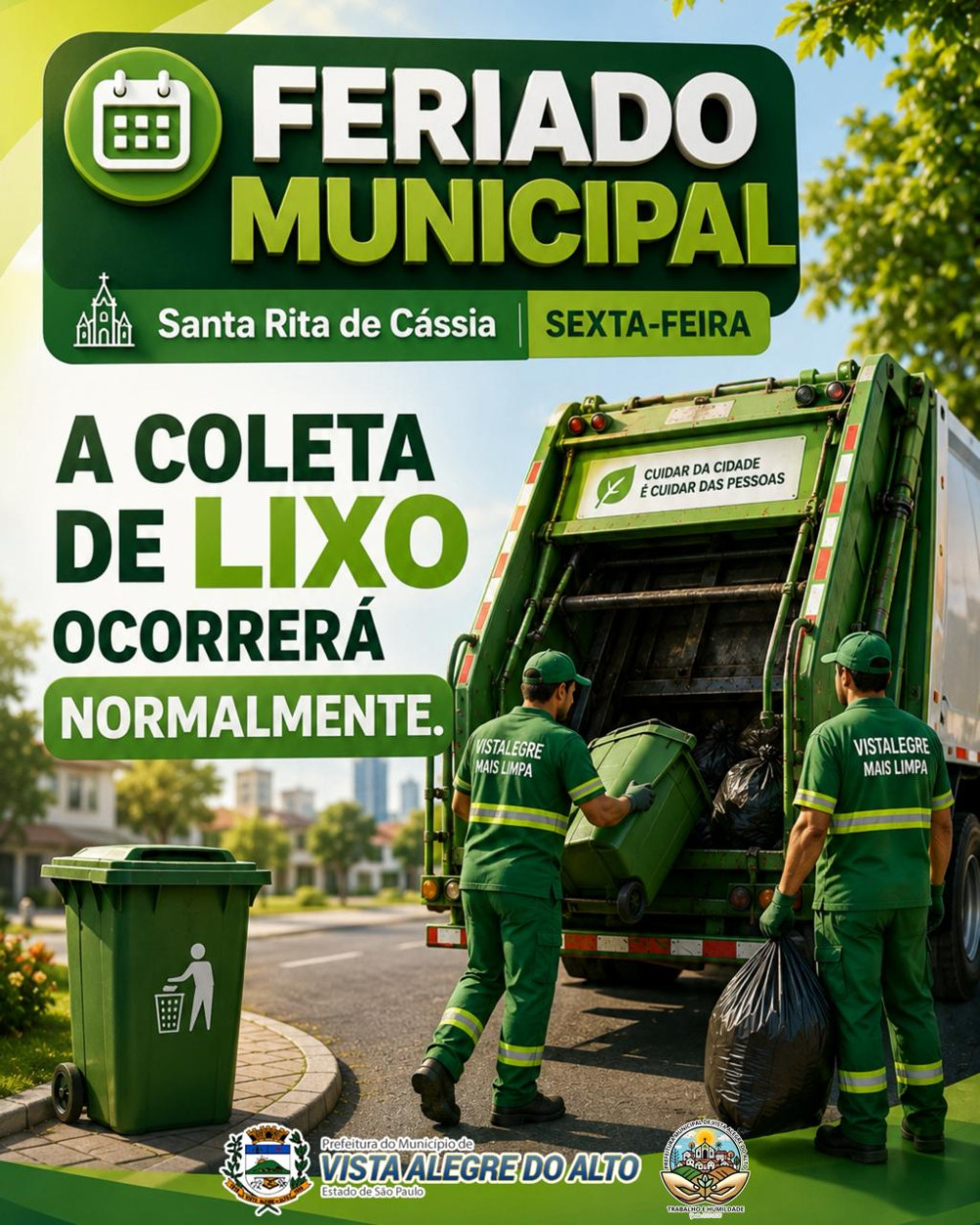 Feriado Municipal – Coleta de lixo.