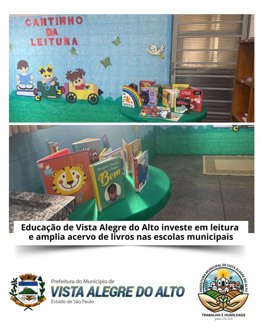 Educação de Vista Alegre do Alto investe em leitura e amplia acervo de livros nas escolas municipais.