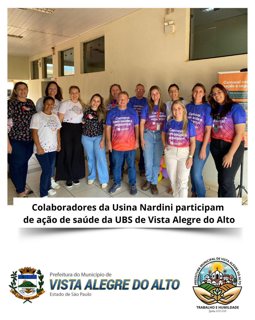 Colaboradores da Usina Nardini participam de ação de saúde da UBS.