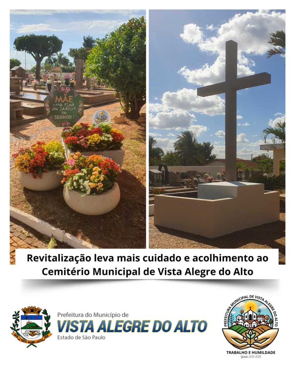Revitalização leva mais cuidado e acolhimento ao Cemitério Municipal de Vista Alegre do Alto.