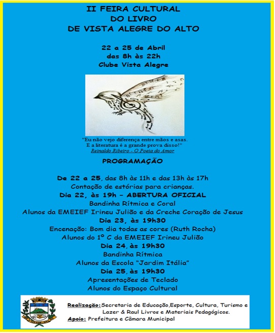 II Feira Cultural do Livro de Vista Alegre do Alto.